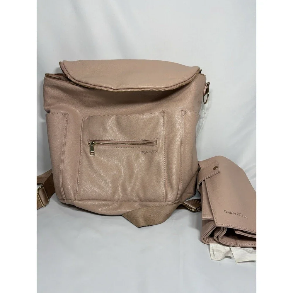 Fawn Design Diaper Bag Backpack Blush Pink Changing Pad Minimalist Diaper Bag